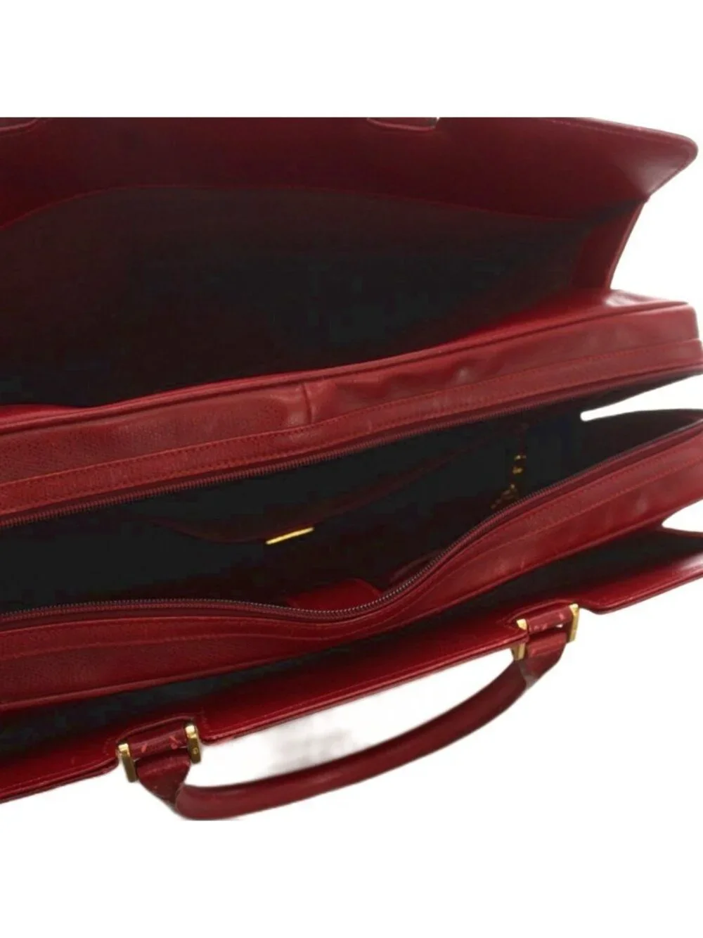 Gucci Tote Bag Business Briefcase Leather Red Embossed Logo YM